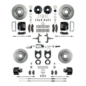 1964-1972 Chevelle Non-Staggered Manual 4 Wheel Disc Brake Conversion Kit Chrome Master Cylinder 4 Calipers &amp; 4 Rotors