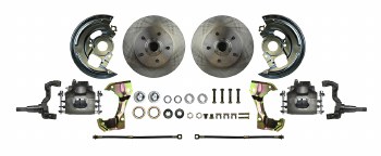 1964-1972 Chevelle Non-Staggered Manual 4 Wheel Disc Brake Conversion Kit Chrome Master Cylinder 4 Red Calipers &amp; 4 Rotors
