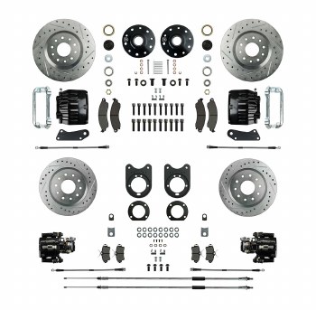 1964-1972 Chevelle Performance Series Wilwood Front Wheel Disc Brake Conversion Kit 2 Black Calipers Rotors &amp; Spindles