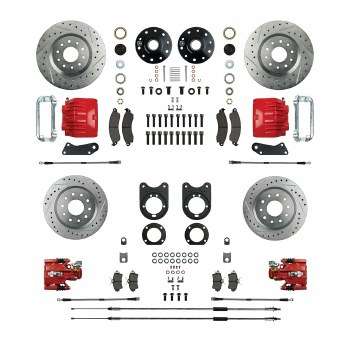 1964-1972 Chevelle Performance Series Wilwood Front Wheel Disc Brake Conversion Kit 2 Red Calipers Rotors &amp; Spindles