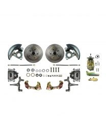 1964-1972 Chevelle 2&quot; Drop Big Front Wheel Disc Brake Conversion Kit 2 Red Calipers Rotors &amp; Spindles