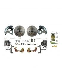 1964-1972 Chevelle 2" Drop Big Front Wheel Disc Brake Conversion Kit 2 Red Calipers Rotors &amp; Spindles