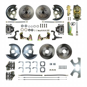 1964-1972 Chevelle Drop Manual Front Big Wheel Disc Brake Conversion Kit with Master Cylinder 2 Black Twin Pistons &amp; Calipers