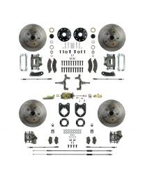 1964-1972 Chevelle Non-Staggered Manual 4 Wheel Disc Brake Conversion Kit Master Cylinder 4 Black Calipers &amp; 4 Rotors