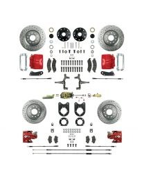 1964-1972 Chevelle Non-Staggered 2&quot; Drop Manual 4 Wheel Disc Brake Conversion Kit Master Cylinder Spindles &amp; 4 Calipers