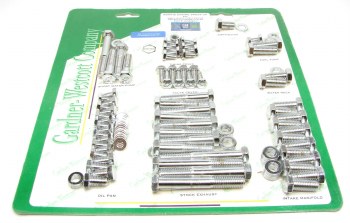 1964-1981 Camaro Chevelle Nova  SB Chrome Bowtie Engine Bolt Kit w/Manifolds