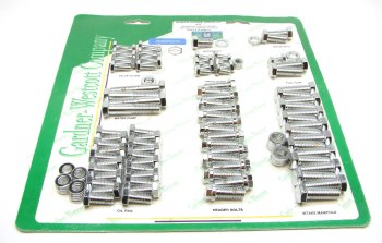 1964-1981 Camaro Chevelle Nova  BB Chrome Bowtie Engine Bolt Kit w/Manifolds