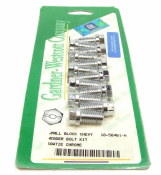 1964-1981 Camaro Chevelle Nova  SB Chrome Bowtie Exhaust Header Bolt Set