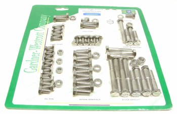 1964-1981 Camaro Chevelle Nova  SB Stainless Bowtie Engine Bolt Kit w/Manifolds