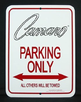 1964-1981 Camaro Camaro Wall Sign  &quot;Camaro Parking Only&quot;