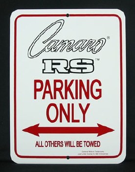 1964-1981 Camaro Camaro Wall Sign  &quot;Camaro RS Parking Only&quot;