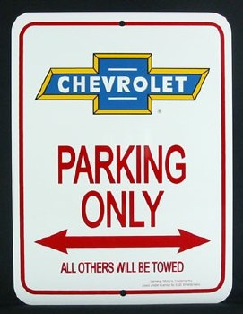 1964-1981 Camaro Camaro Wall Sign  &quot;Chevrolet Parking Only&quot;