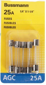 1967-1981 Camaro Chevelle Nova Fuse  Buss Style Glass 25 A  5 Pcs