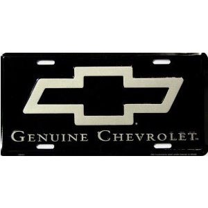 1965-1981 Camaro Chevelle Nova  License Plate &quot;Genuine Chevrolet&quot;  Black