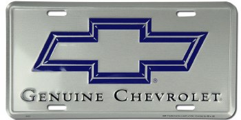 1965-1981 Camaro Chevelle Nova  License Plate &quot;Genuine Chevrolet&quot; Silver