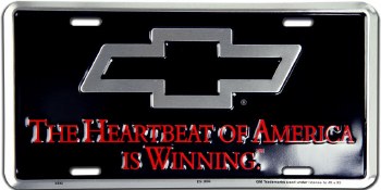 1965-1981 Camaro Chevelle  License Plate &quot;The Heartbeat Of America Is Winning&quot;