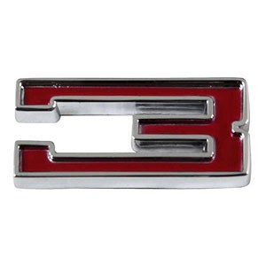 1965-1981 Camaro Chevelle Nova Chevrolet Emblem Numeral 3 Red Self Adhesive