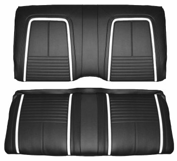 1967 Camaro Coupe Deluxe Interior Rear Seat Covers  Black