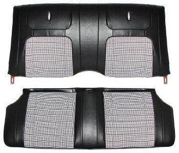 1968 Camaro Deluxe Houndstooth Interior Fold Down Rear Seat Covers  Black