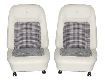 1968 Camaro Deluxe Houndstooth Interior Bucket Seats Assembled  White