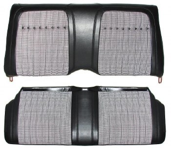 1969 Camaro Coupe Deluxe Houndstooth Interior Rear Seat Covers  Black