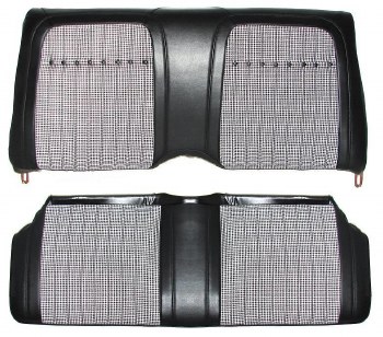 1969 Camaro Deluxe Houndstooth Interior Fold Down Rear Seat Covers  Black
