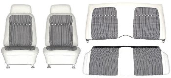 1969 Camaro Deluxe Houndstooth Interior Seat Cover Kit  OE Quality! White