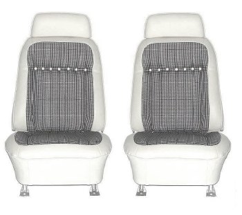 1969 Camaro Deluxe Houndstooth Interior Bucket Seat Covers  White