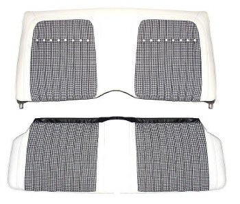 1969 Camaro Coupe Deluxe Houndstooth Interior Rear Seat Covers  White