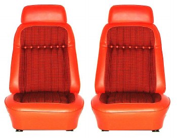 1969 Camaro Deluxe Houndstooth Interior Bucket Seat Covers  Orange