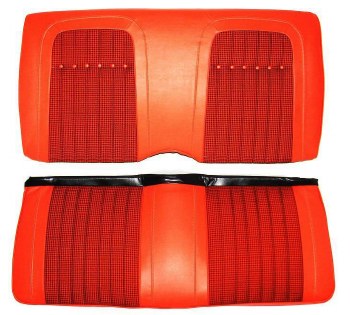 1969 Camaro Coupe Deluxe Houndstooth Interior Rear Seat Covers  Orange