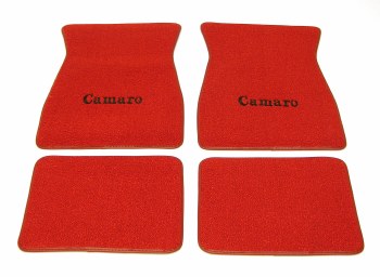 1967 1968 1969  Camaro Carpeted Floor Mats With Camaro Logo Red