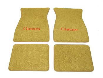 1967 Camaro Carpeted Floor Mats With Camaro Logo Gold