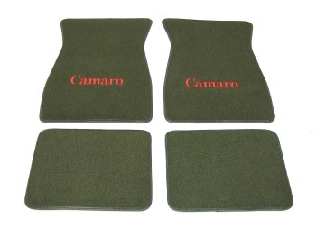 1969 Camaro Carpeted Floor Mats With Camaro Logo Dark Green