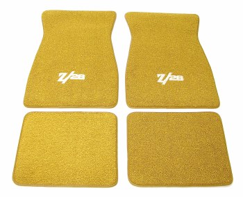 1967 Camaro Carpeted Floor Mats With Z/28 Logo Gold