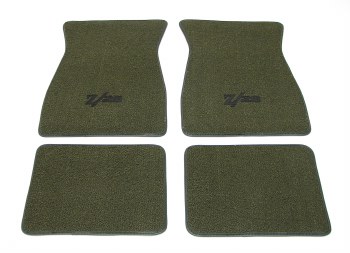 1969 Camaro Carpeted Floor Mats With Z/28 Logo Dark Green