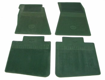 1969 Camaro Bowtie Rubber Floor Mats Front &amp; Rear OE Style  Dark Green