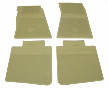 1968 1969  Camaro Bowtie Rubber Floor Mats Front &amp; Rear OE Style  Ivy Gold