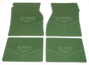 1967 1968 1969  Camaro Rubber Floor Mats &quot;Camaro By Chevrolet&quot; Logo Dark green