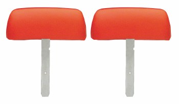 1969 Camaro &amp; Firebird Bucket Seat Headrests w/Straight Bar OE Style Orange