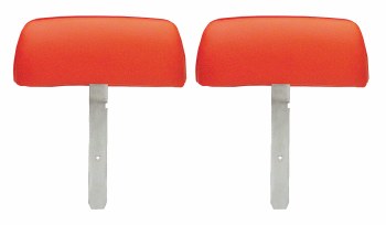 1969 Camaro Bucket Seat Headrests w/Curved Bar OE Style Orange