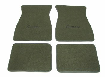 1967 1968 1969  Camaro Carpeted Floor Mats With Camaro Logo Dark Green