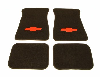 1967 1968 1969  Camaro Carpeted Floor Mats With Bowtie Logo Black