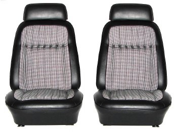 1969 Camaro Deluxe Houndstooth Interior Bucket Seats Assembled  Black