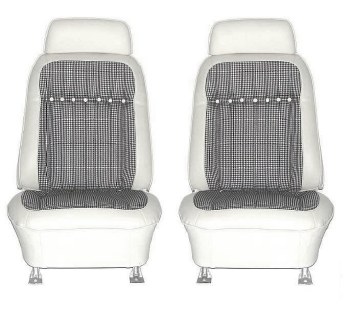 1969 Camaro Deluxe Houndstooth Interior Bucket Seats Assembled  White
