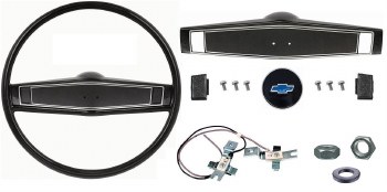 1969 1970 Camaro Standard Steering Wheel Kit w/Bowtie Center Cap  Black