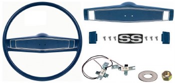 1969 1970 Camaro Deluxe Steering Wheel Kit w/SS Center Cap  Dark Blue