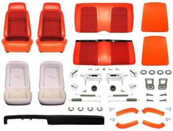 1969 Camaro Coupe Monster Deluxe Houndstooth Interior Kit  Orange