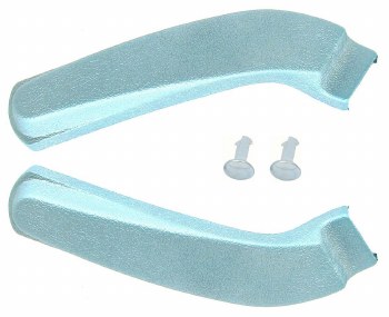 1967 Camaro &amp; Firebird Bucket Seat Hinge Covers OE Quality Turquoise Pair