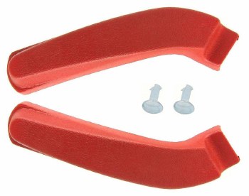 1967 1968 1969 1970 Camaro &amp; Firebird Bucket Seat Hinge Covers OE Quality Red Pair